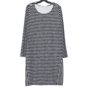 Elsie & Zoey Terry Cloth Dress Striped Navy L/XL Coastal Nautical Lounge Beachy